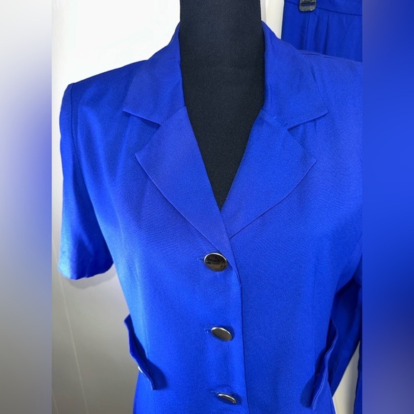 VINTAGE Elegant Blue Women's 2 Piece Pants Suit - Picture 5 of 6